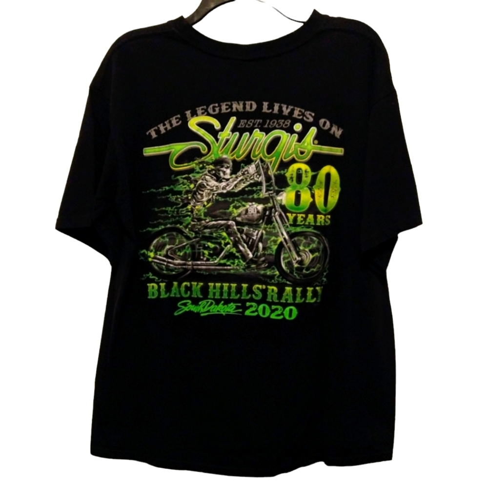 80th Annual Sturgis Black Hills Rally Motorcycle Skeleton Biker T-Shirt Size L